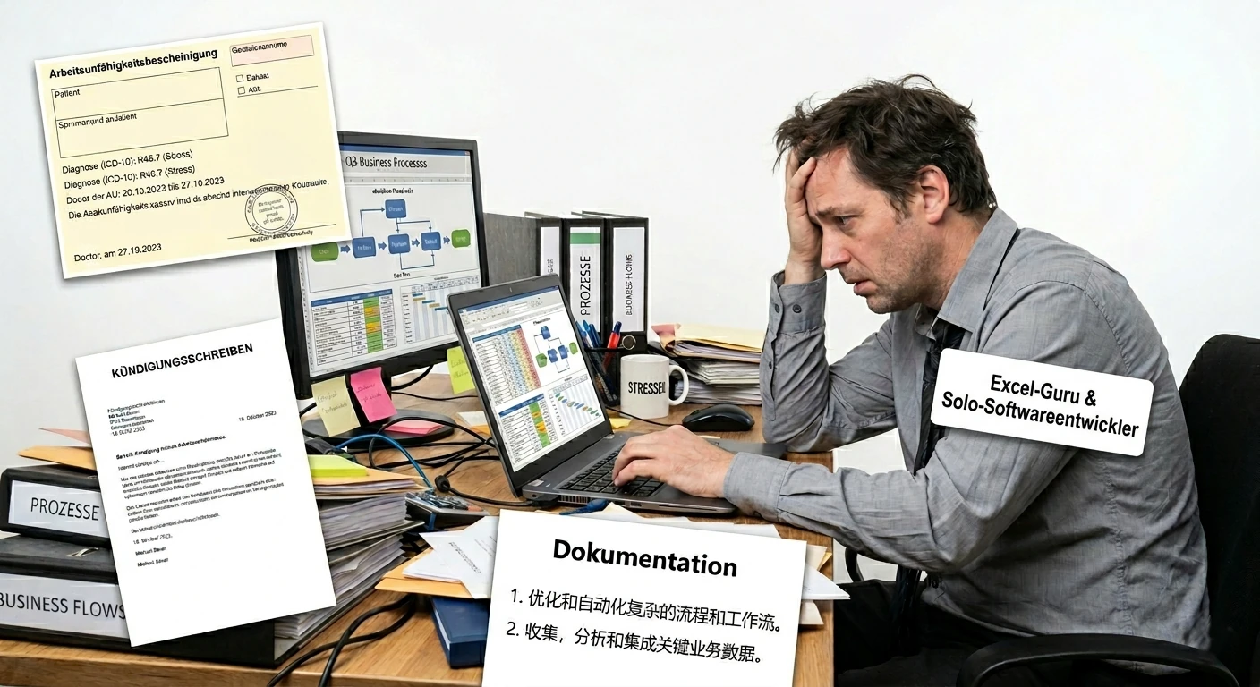 gestresster interner Digitalisierungs-Mitarbeiter - mental krank und gekündigt