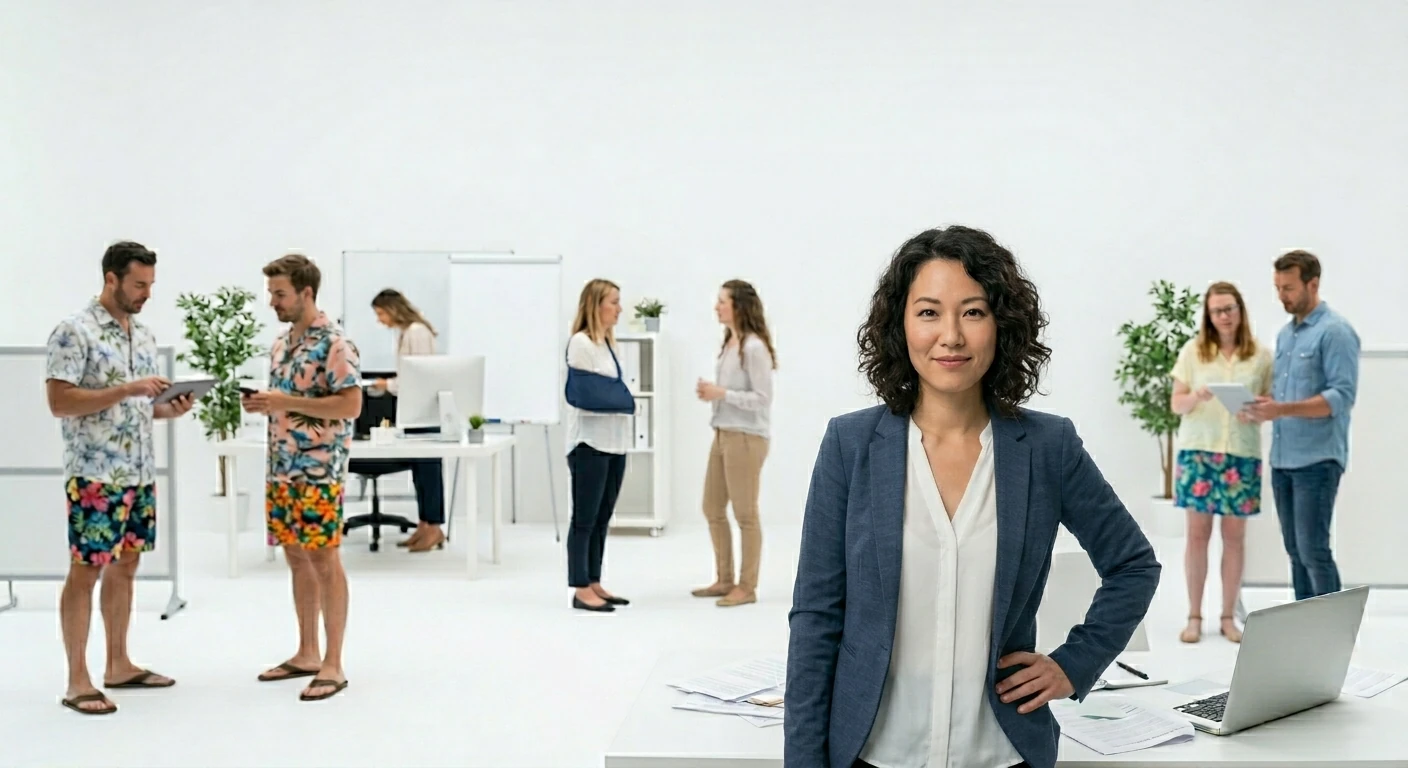 gelassene Mitarbeiterin, da alle Abläufe im Überblick sind